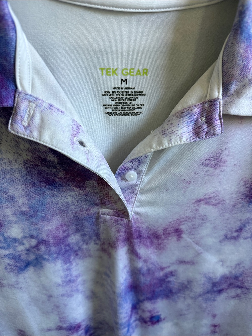 Tek Gear Women's Purple & White Tie-Dye Polo Shirt - Picture 2 of 3